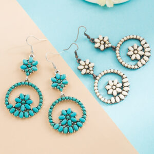 O1CN019jhDMP2LDsVfdpMGp__2206398079659-0-cib Wholesale of Western Wind Turquoise Round Alloy Earrings