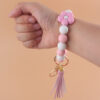 Wholesale Cartoon Flower Silicone Handmade Beaded Wrist Keychain