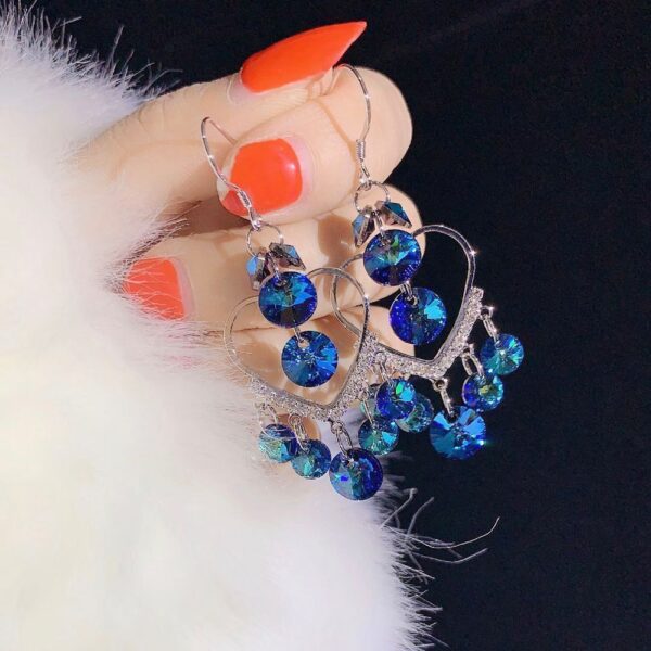 Wholesale Synthetic Crystal Long Heart Earrings