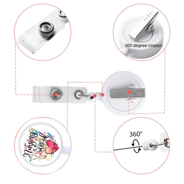 Wholesale ABS Simple Six Color Circular Mountaineering Buckle Sports Telescopic Keychain ABS Drip Glue Patch Colorful Gradient Heart Stethoscope Emblem Scroll Telescopic Keychain
