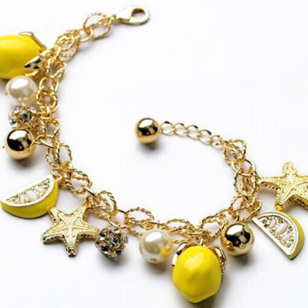 Wholesale Starfish Lemon Yellow Fruit Alloy Bracelet