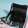 Wholesale Velvet Rivet Tassel Shoulder Bag