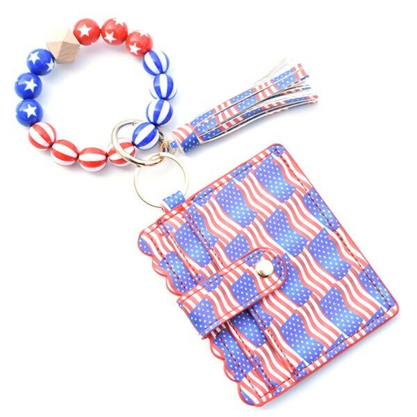 O1CN019qLZST1N8UkvR3bWk_2508931525-0-cib Wholesale American Independence Day PU Card Holder Ladies Coin Purse Wrist Keychain