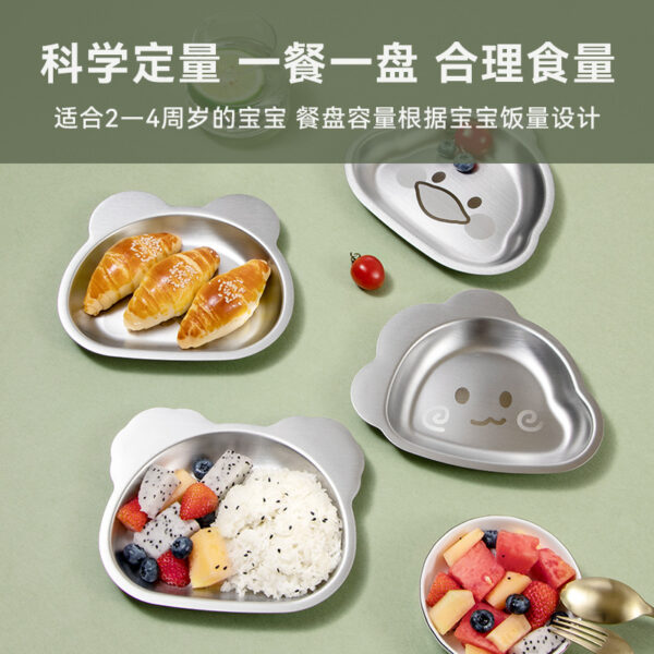 Wholesale Stainless Steel Children's Cartoon Animal Dinner Plate