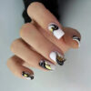 Wholesale Mid-length European Square Black Gold Stripe Irregular Pattern Nail Stickers