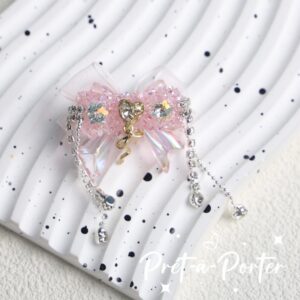 Pink / Handmade 03-crystal butterfly heart