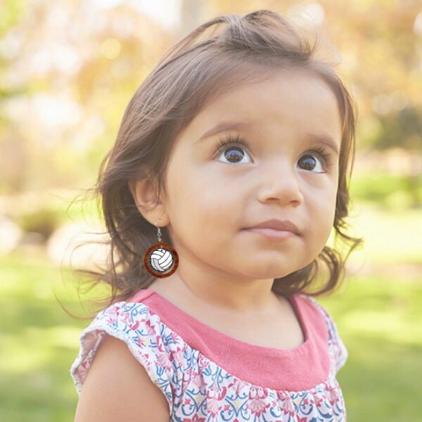 Wholesale Sports Football Round Wooden Earrings