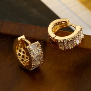 Wholesale Copper Plated 18K Gold Zircon Geometric Earrings