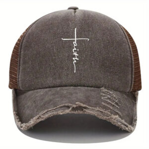 printed faith hole baseball cap-coffee / Free size