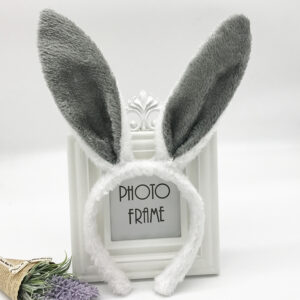 White and gray plush rabbit ears