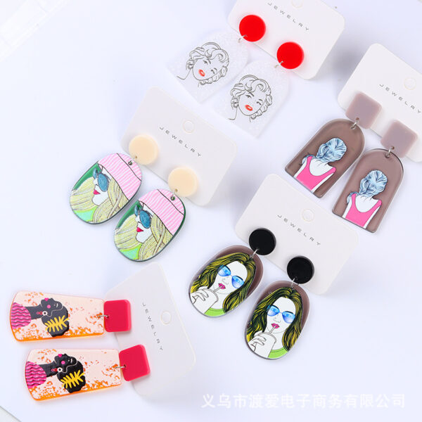Wholesale Beauty Avatar Simple Acrylic Earrings