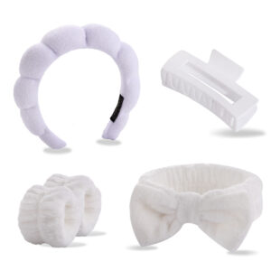 White hairband, hairpin, hair tie, wrist 5-piece set (seam interface)