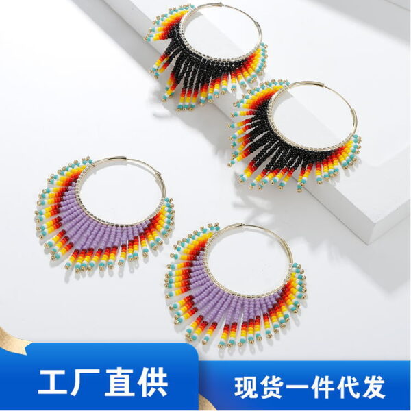 Wholesale Boho Tassel Gradient Bead Earrings OLY-ES-LC004