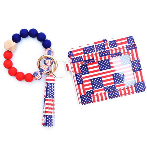 O1CN019z2x6P1N8UkmL6ZKT_2508931525-0-cib Wholesale Independence Day Card Holder Silicone Beaded Wrist Keychain