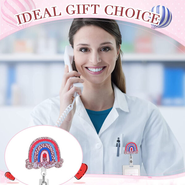 O1CN019zxZi91DSyLPFoNIO_971130216-0-cib-4 Wholesale Badge Reels Glitter Acrylic Doctor Nurse Rainbow Retractable Keychain