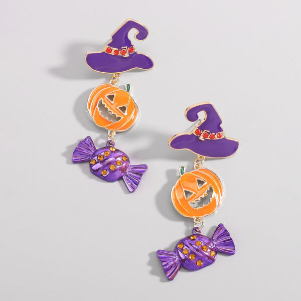 O1CN01A0WJWN1X6nZKukeyg_1768642875-0-cib Wholesale Funny Pumpkin Hat Halloween Exaggerated Color-contrast Earrings