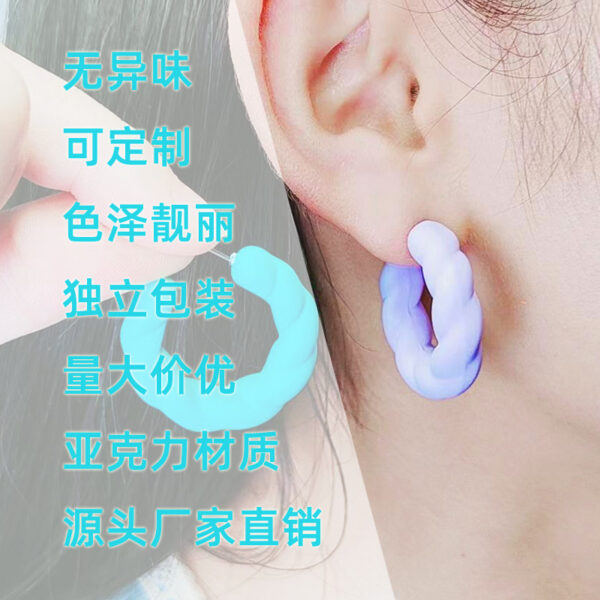 Wholesale Candy Color Twist Wreath Spray Painted Acrylic Earrings