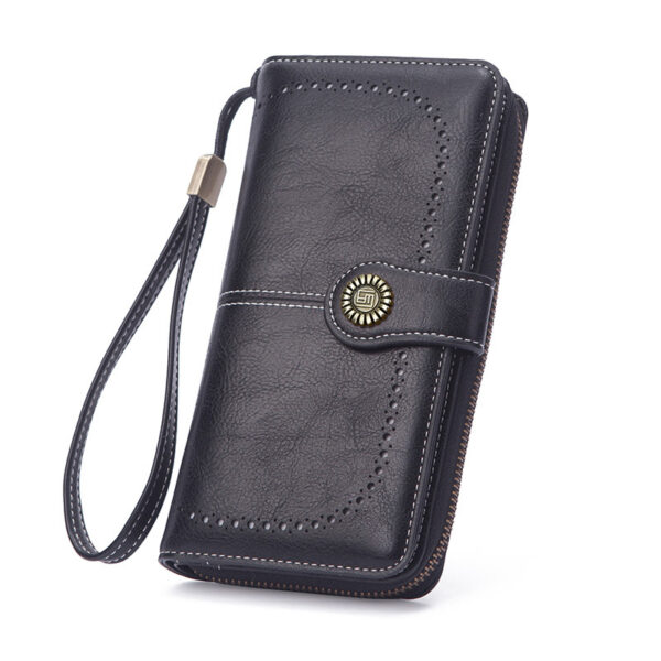 Wholesale Oil Wax Leather Long Hollow Wallet