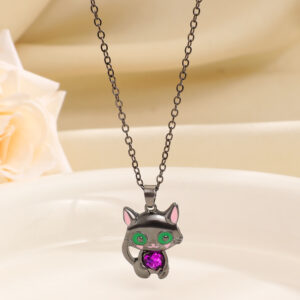 Dark cute cat necklace gun black 11656
