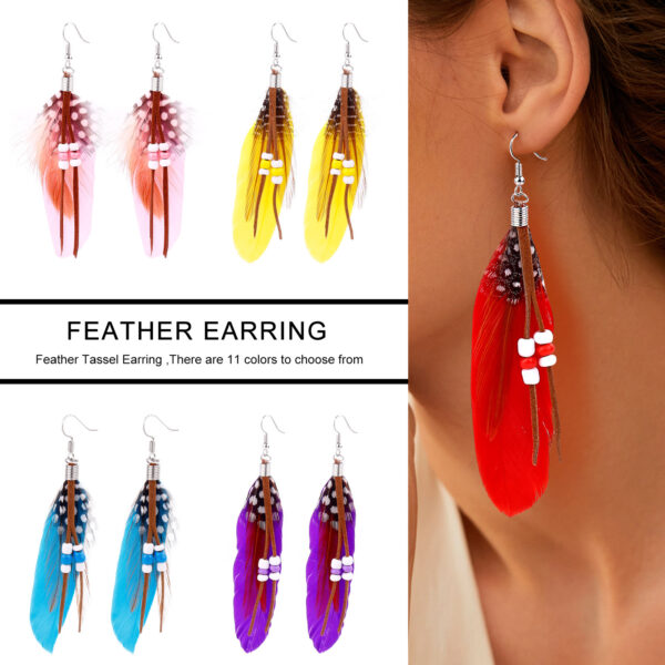 Wholesale Bohemian Tassel Feather Earrings