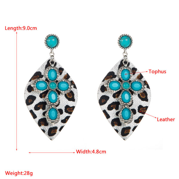 O1CN01A37u9J2LDsVv6uJnt_2206398079659-0-cib Wholesale Vintage Western Leopard Print Inlaid Turquoise Leather Earrings