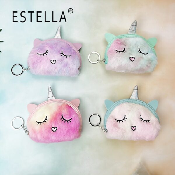 O1CN01A7DU0e1Ma8wbufgJi_2206772081450-0-cib Wholesale Cute Cartoon Half Circle Unicorn Tie Dye Plush Coin Purse Polyester Wallet Keychains