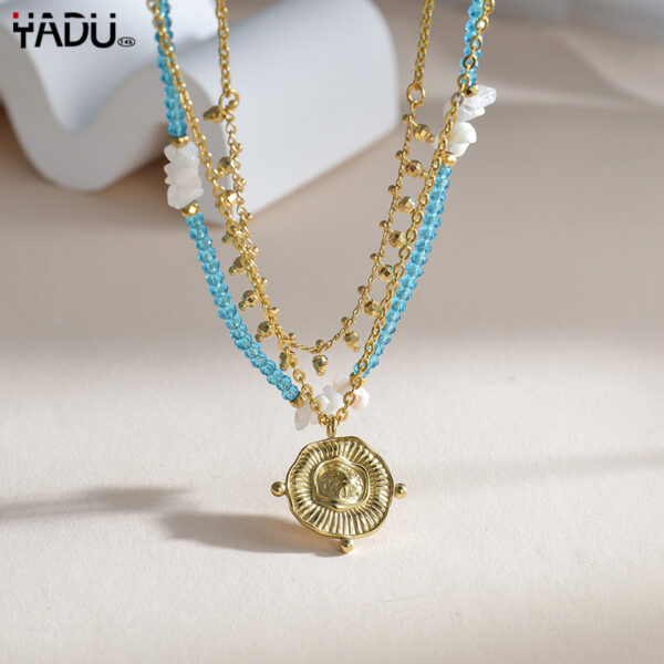 O1CN01A7SRJ91v0tANifxE8_2212884106111-0-cib Wholesale Titanium Steel Irregular Round -brand Pendant Three -layer Necklace