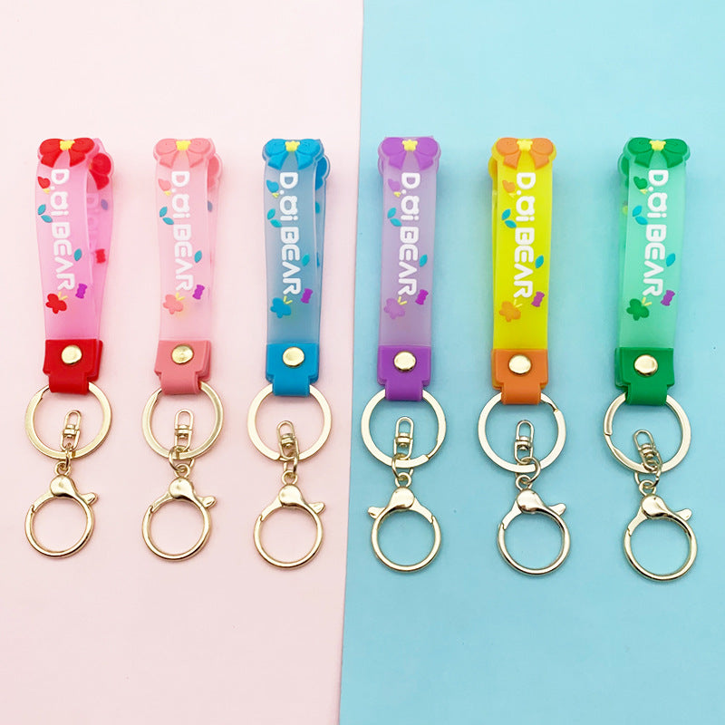 Wholesale Soft Glue Transparent Bow Lanyard Keychains