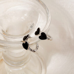 Wholesale Silver Needle Black Vintage Love Earrings