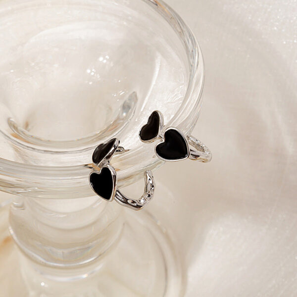 Wholesale Silver Needle Black Vintage Love Earrings
