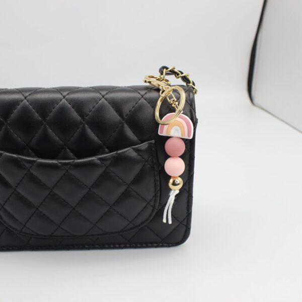 Wholesale Rainbow Silicone Beaded Keychain