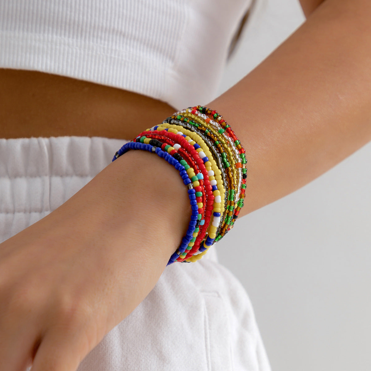 Wholesale Stacked Colorful Beads Rice Beads Set Bracelet