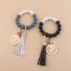 Wholesale MAMA Solid Color Silicone Beaded Wrist Keychain