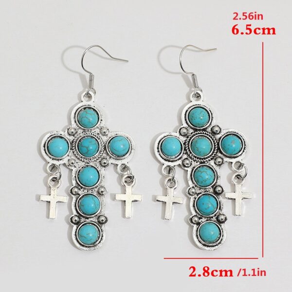 O1CN01ACDUbq1qyMbh8KZzS_2206372095564-0-cib Wholesale Bohemian Cross Vintage Turquoise Alloy Earrings