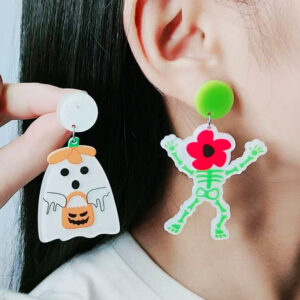 Wholesale Pumpkin Skeleton Flowers Acrylic Earrings