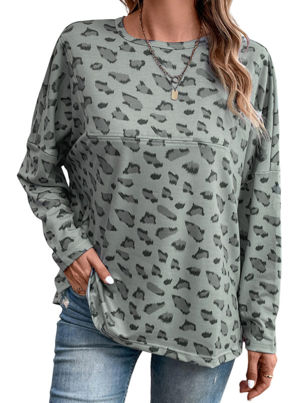 O1CN01AD3WrH1gO31hyuojS_945474131-0-cib Wholesale 2023 Autumn New Casual Round Neck Leopard Print Sweatshirt Women's Loose Long Sleeve Pullover