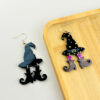 Wholesale Halloween Acrylic Wizard Hat Boots Printed Earrings