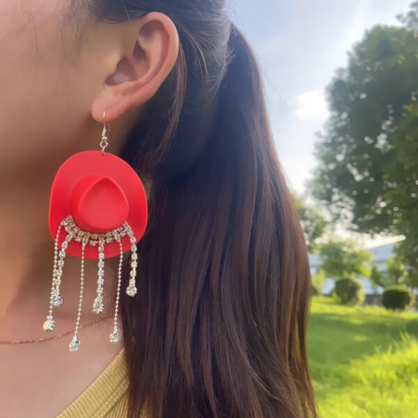 O1CN01AHSU2g1G1tqnwjIWH_2024060563-0-cib Wholesale Western Style Cowboy Hat Shiny Tassel Earrings