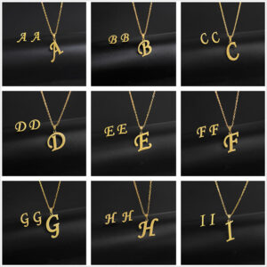 O1CN01AHoKHO2BhVoFRx0s6__2207598918370-0-cib Wholesale Stainless Steel 26 Letter Necklace Earrings Two Piece Set