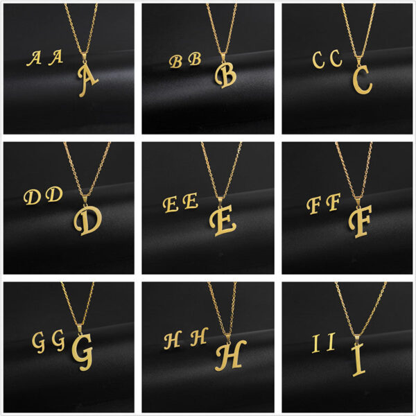O1CN01AHoKHO2BhVoFRx0s6__2207598918370-0-cib Wholesale Stainless Steel 26 Letter Necklace Earrings Two Piece Set