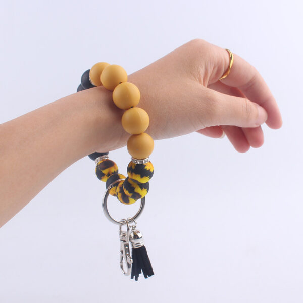 Wholesale Leopard Print Silicone Tassel Keychain