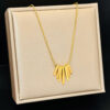 Wholesale of New Minimalist Fan Shaped Light Gold Collarbone Titanium Steel Necklace