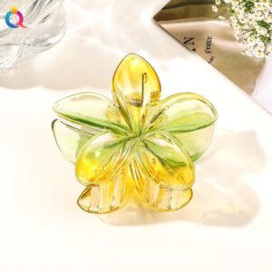 8cm plumeria-transparent yellow-green / Qiyue factory direct sales
