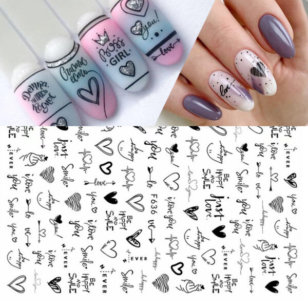 Wholesale Valentine's Day Heart Letter Plastic Nail Stickers