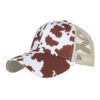 Wholesale Polyester Cow Pattern Cross Elastic Net Ponytail Baseball Cap