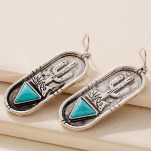 Wholesale Vintage Oval Cactus Alloy Earrings