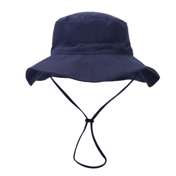 Wholesale Cotton Solid Color Kids Bucket Hat with Windproof Rope