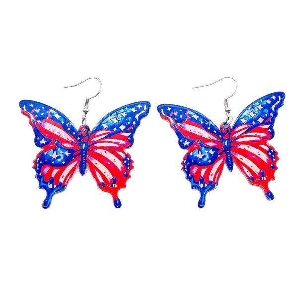 Wholesale Independence Day Acrylic Colorful 3D Butterfly Earrings