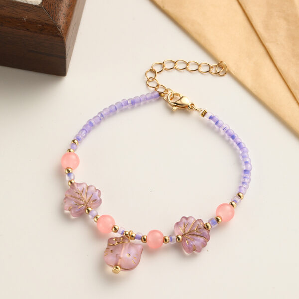 Wholesale Literary Retro Golden Colorful Glass Beaded Bracelet