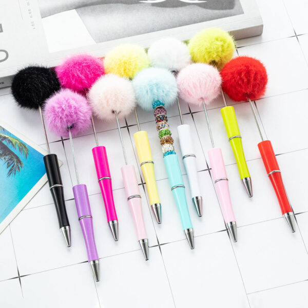 Wholesale Fluffy Pens Pompom Beadable Pens for DIY